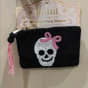 Wandering Moon | Skulls & Bows  Beaded Wallet